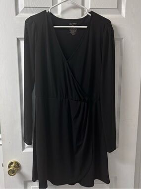Nine West Black Long-Sleeve Wrap Dress Women’s Size XL NEW